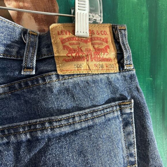 Levi's 505 Relaxed Fit Blue Jeans 38" x 30" - Picture 6 of 15